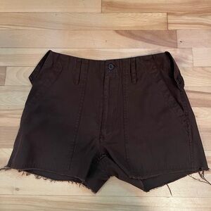 Brown distressed cargo shorts